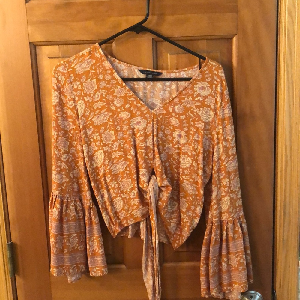 Orange and white American Eagle top